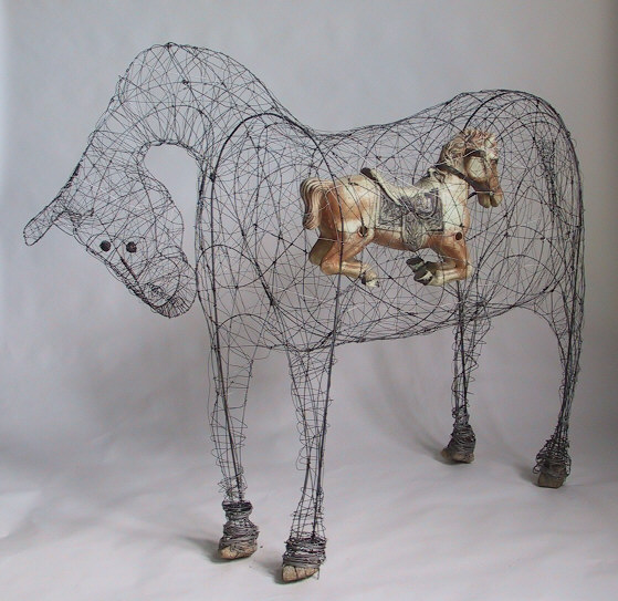 Wire sculpture of a horse