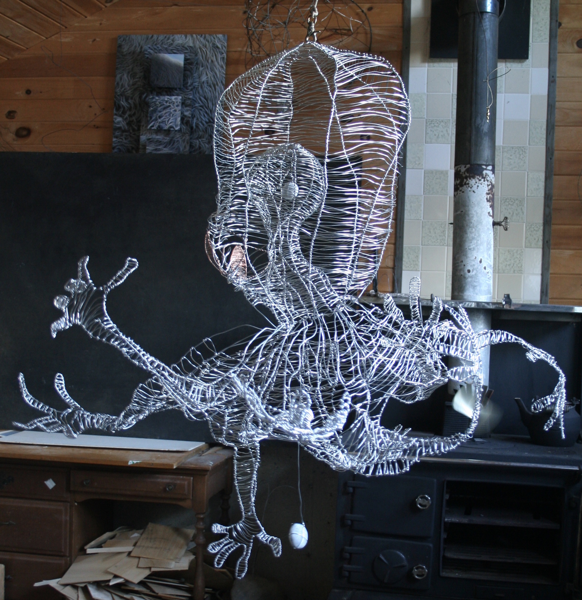 Wire beast sculpture